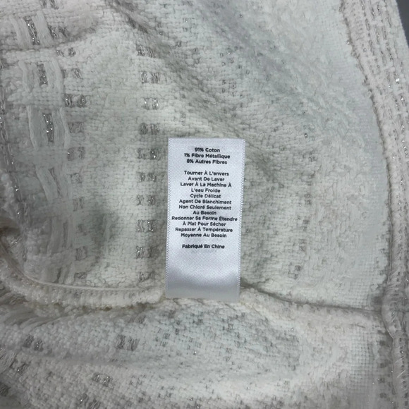 Talbots Woman Petites Ivory Metallic Stripe Textured
Knit Open Front Cardigan - Picture 10 of 11